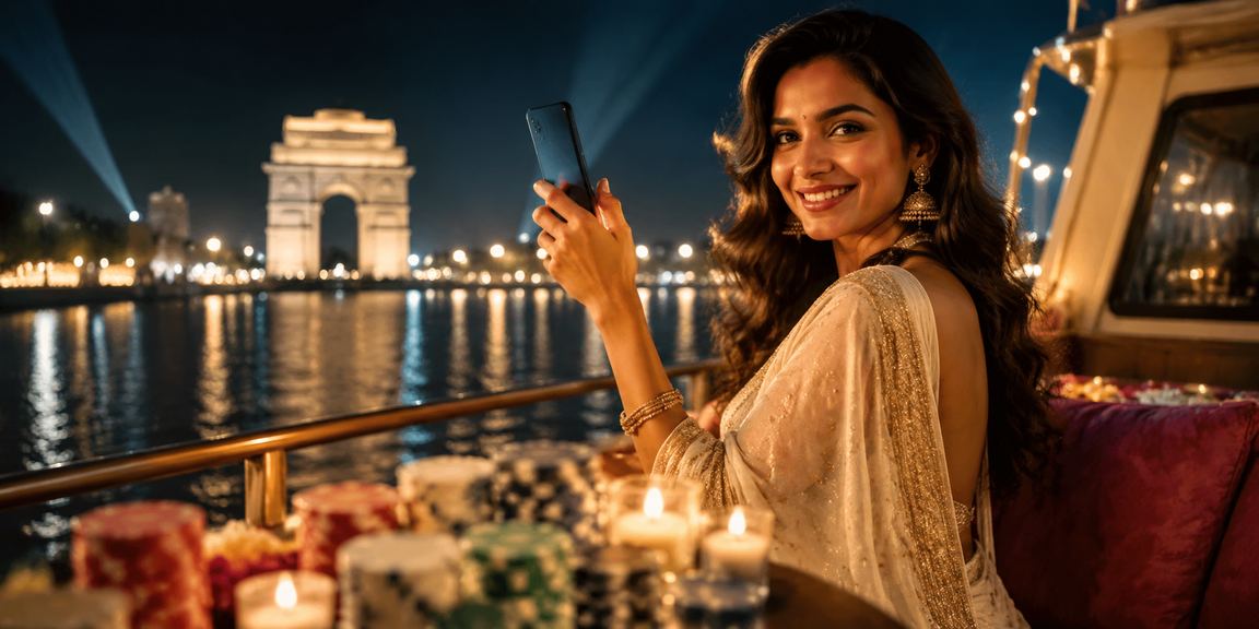Mobile payment concept near India Gate in Delhi
